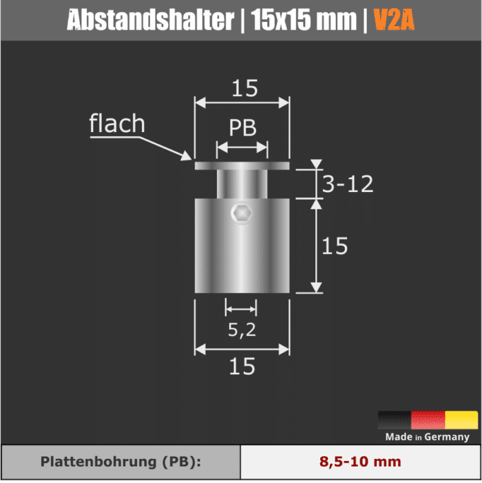 Schilderhalter Edelstahl </br>15x15mm PS: 3-12mm – Bild 6