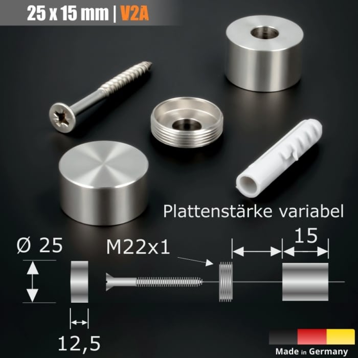 Schilderbefestigung Edelstahl 25x15mm – Bild 3