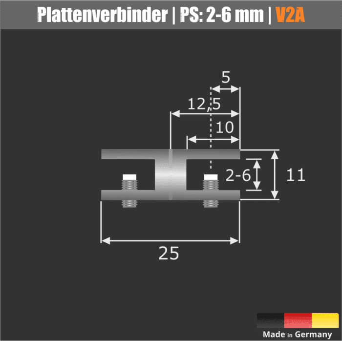 Plattenverbinder 11mm</br>für Platten 2-6mm – Bild 2