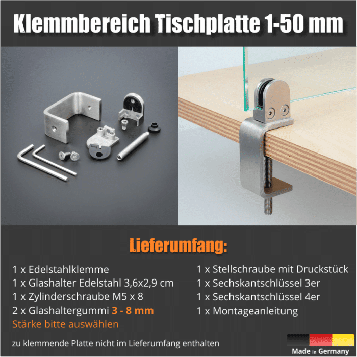 Tischklemme 1-50mm</br> für Acrylglas 4-8mm – Bild 3