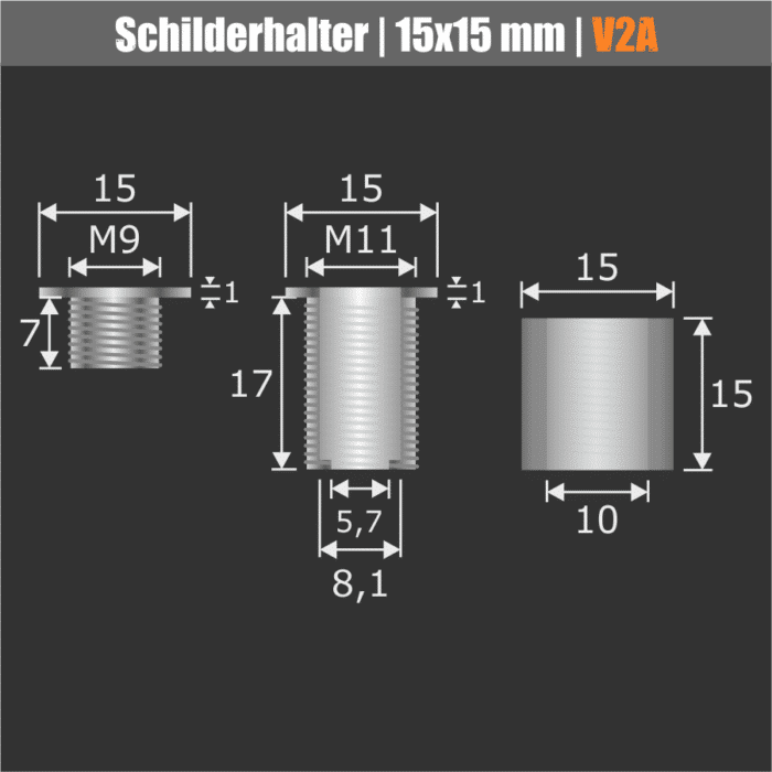 Schilderhalter Edelstahl </br>15x15mm PS: 1-12mm – Bild 6