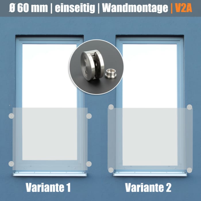 Schilderhalter Edelstahl rund </br>für Platten 8-12mm Wand – Bild 3