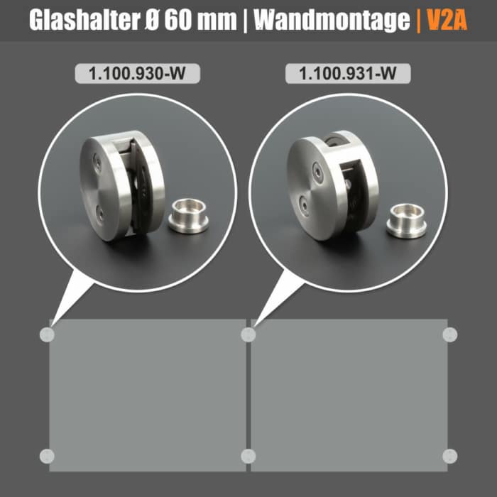 Schilderhalter Edelstahl rund </br>für Platten 8-12mm Wand – Bild 2