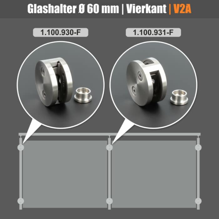 Schilderhalter Edelstahl rund </br>für Platten 8-12mm – Bild 2