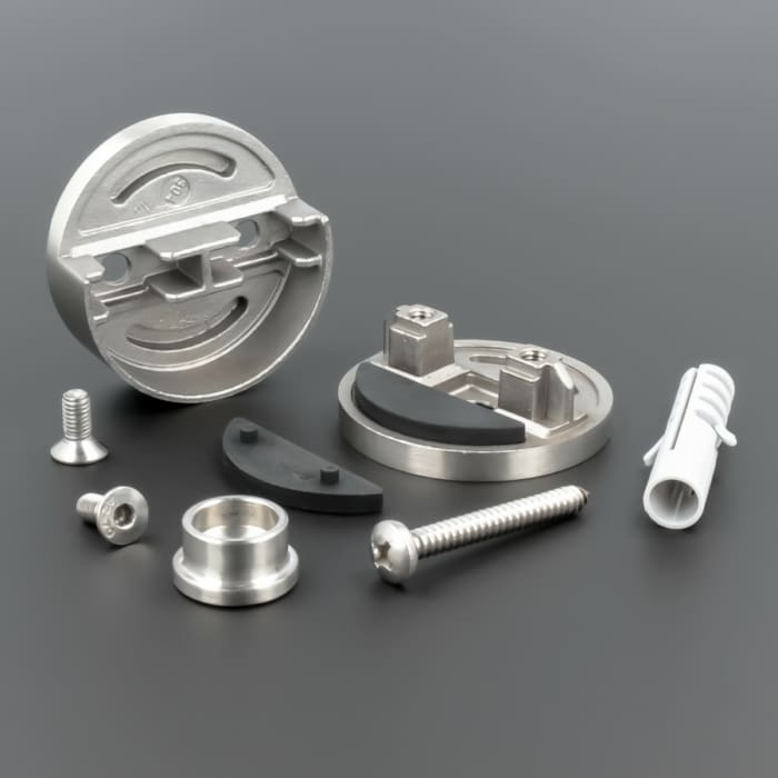 Schilderhalter Edelstahl rund </br>für Platten 8-12mm Wand – Bild 7