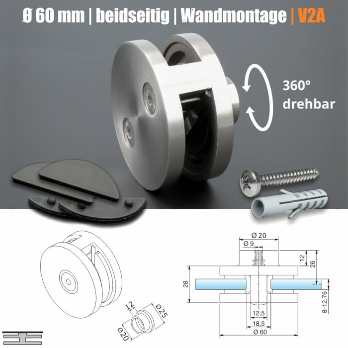 Plattenverbinder rund</br>für Platten 8-12mm Wa. – Bild 3
