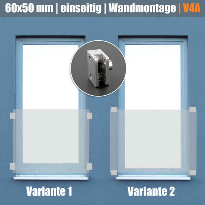 Schilderhalter Edelstahl eckig</br>für Platten 6-12mm Wand – Bild 3