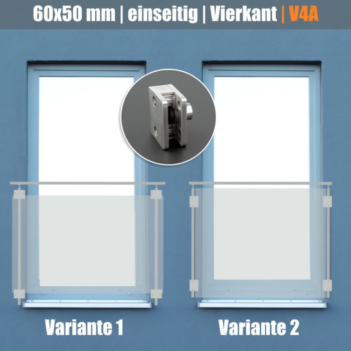 Schilderhalter Edelstahl eckig</br>für Platten 6-12mm – Bild 5