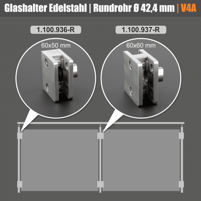 Schilderhalter Edelstahl eckig</br>für Platten 6-12mm – Bild 2