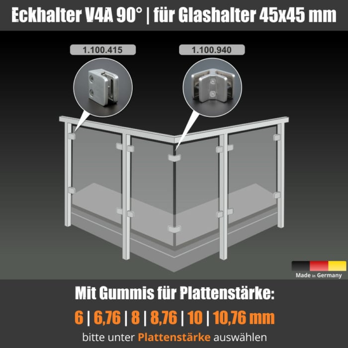 Eckverbinder eckig</br>für Platten 6-10mm – Bild 3